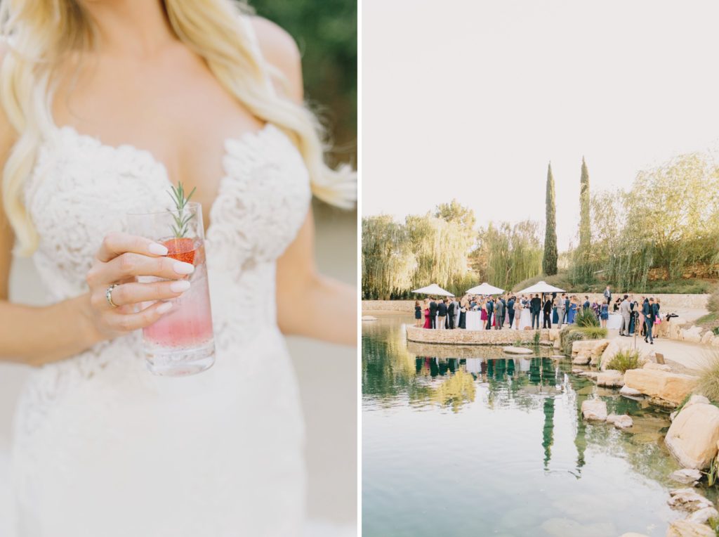 signature cocktail at cocktail hour at a Terra Mia Fall Wedding