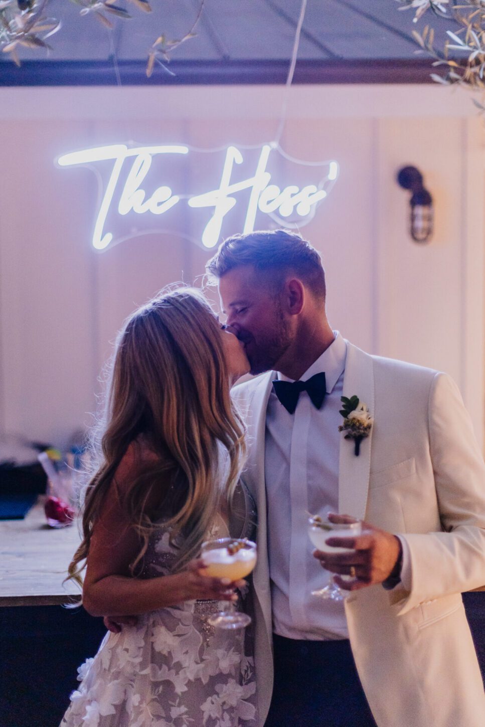 Neon Bar sign at a Biddle Ranch Vineyards Wedding by Jake and Necia Photography
