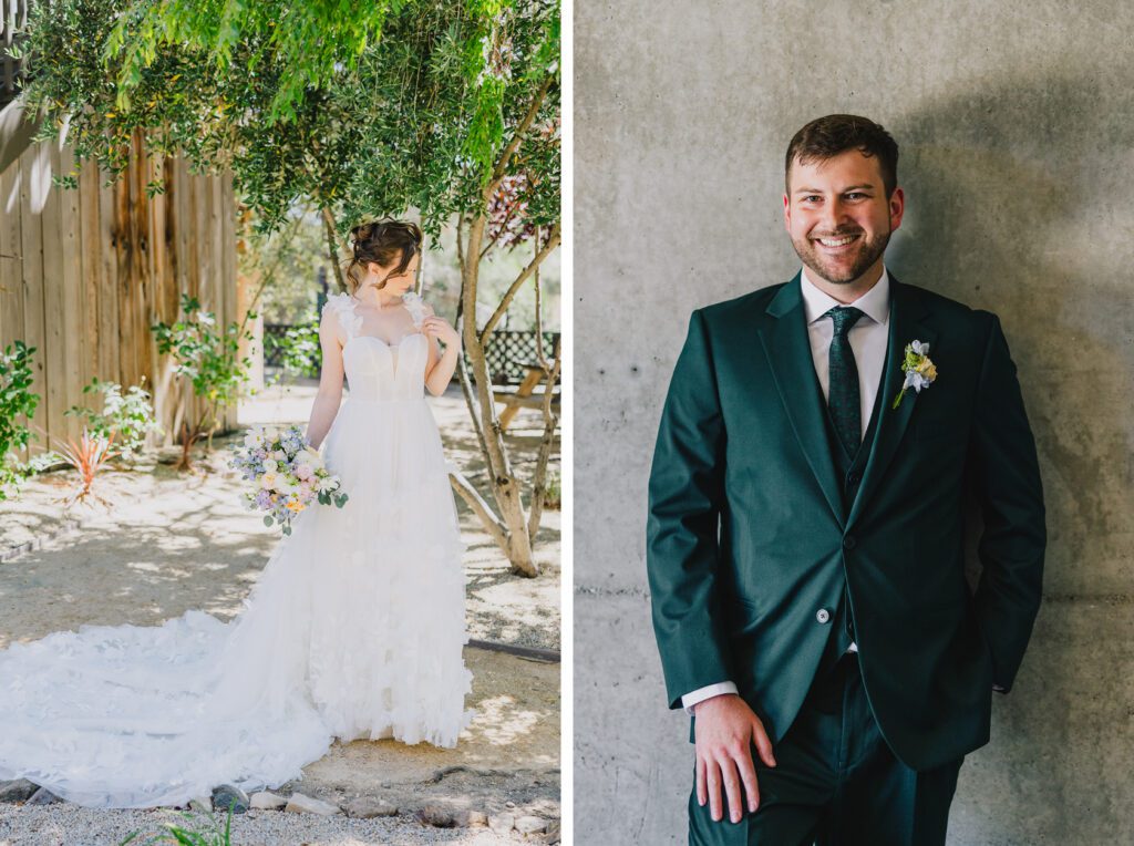 A portrait of a bride and groom at a Terra Mia Summer Wedding