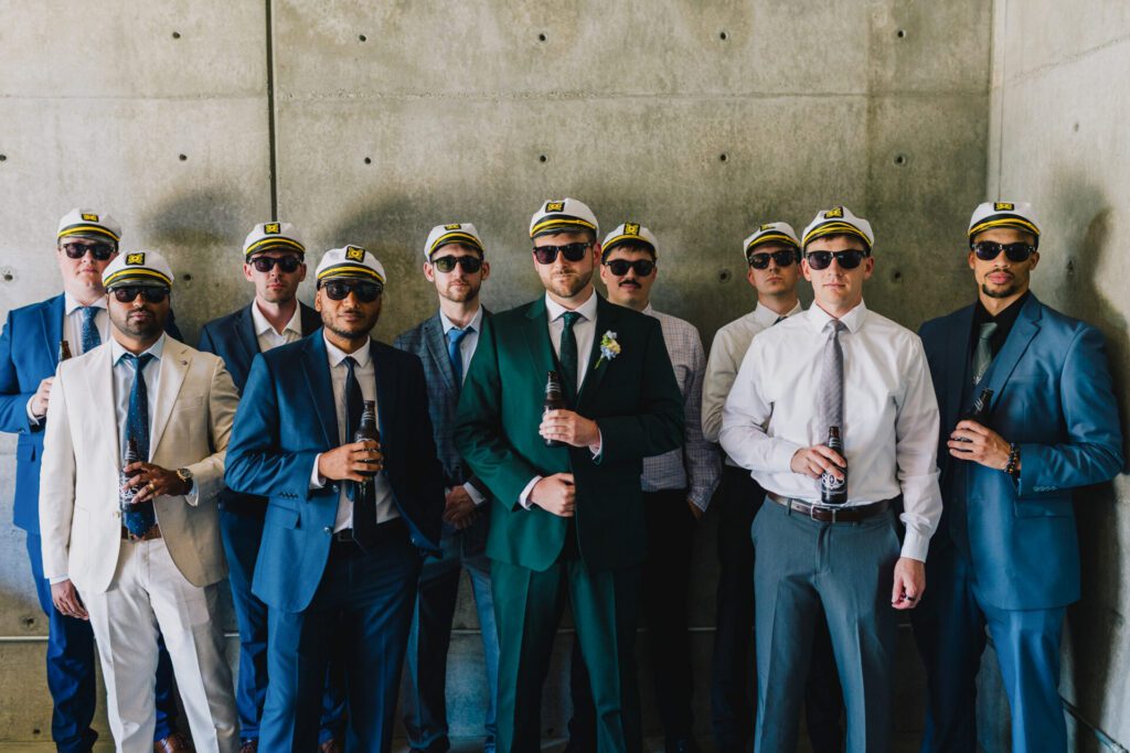 The grooms entourage at a Terra Mia Summer Wedding